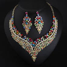 Charger l&#39;image dans la galerie, Full Rhinestone Color Clavicle Necklace And Earring Accessories Set for occasions