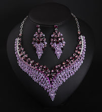 Load image into Gallery viewer, Full Rhinestone Color Clavicle Necklace And Earring Accessories Set for occasions