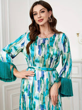 Charger l&#39;image dans la galerie, Abbaya Print Tassel with Tie Waist Long Sleeve for Spring &amp; Fall