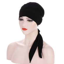 Charger l&#39;image dans la galerie, Pure Color Crystal Hemp Long Tail Bow Turban Hat