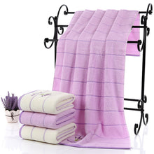 Cargar imagen en el visor de la galería, Lavender Soft Absorbent Embroidered Striped Bath Towel