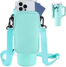 Laden Sie das Bild in den Galerie-Viewer, Slok Water Bottle Carrier Bag, Compatible With 40oz Tumbler With Handle, Modern Water Bottle Holder With Simple Adjustable Strap For Outdoor Walking Hiking Travelling Sports-Blue Purple