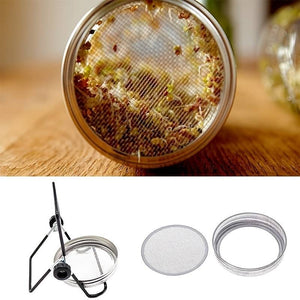 1pc, Stainless Steel Germination Jar Wide Mouth Cover, Non-slip Bracket
