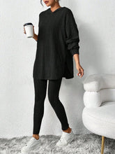 Load image into Gallery viewer, Solid Color Sunken Stripe Loose-fitting Hoodie Long Sleeve Suit