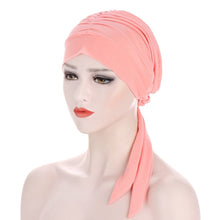 Charger l&#39;image dans la galerie, Pure Color Crystal Hemp Long Tail Bow Turban Hat