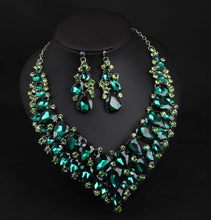 Load image into Gallery viewer, Green Crystal Necklace Earring Set Africa Accessories for Occasions