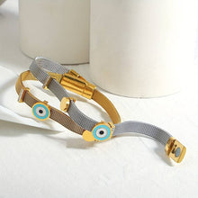 Load image into Gallery viewer, Blue Eye Stainless Steel Lucky Bracelet