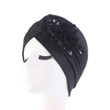 Load image into Gallery viewer, Ladies Sequin Flower Turban Toe Hat Fold