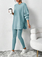 Load image into Gallery viewer, Solid Color Sunken Stripe Loose-fitting Hoodie Long Sleeve Suit