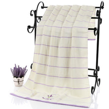 Cargar imagen en el visor de la galería, Lavender Soft Absorbent Embroidered Striped Bath Towel