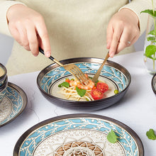 Cargar imagen en el visor de la galería, European Style Embossed Bowl And Plate Ceramic Tableware Set