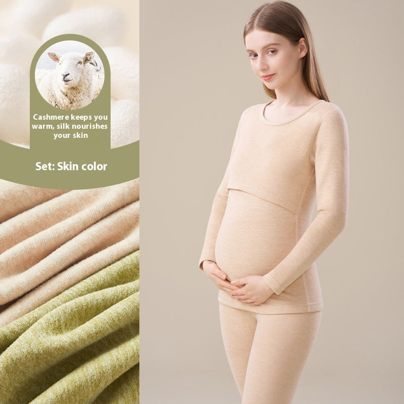 Cashmere Silk Edging Pregnant Women Warm Suit