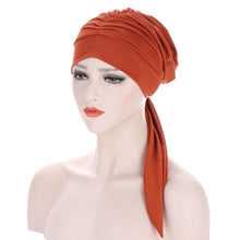 Charger l&#39;image dans la galerie, Pure Color Crystal Hemp Long Tail Bow Turban Hat