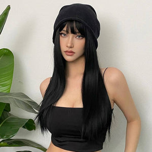Long Straight Blonde Wigs With Bangs Synthetic Rose Net Hair Wigs