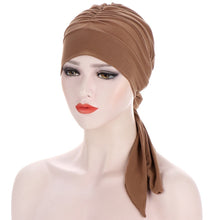 Charger l&#39;image dans la galerie, Pure Color Crystal Hemp Long Tail Bow Turban Hat