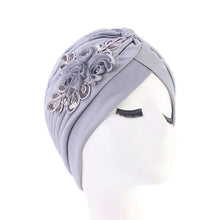 Load image into Gallery viewer, Ladies Sequin Flower Turban Toe Hat Fold