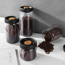 Cargar imagen en el visor de la galería, Vacuum Sealed Jug Set Black Coffee Beans Glass Airtight Canister Kitchen Food Grains Candy Keep Good Storage Jar Set Kitchen Gadgets