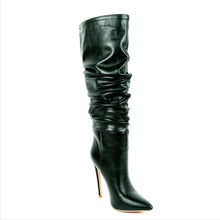 Cargar imagen en el visor de la galería, Pleated Pointed Toe Stiletto High Heel High-heeled Women&#39;s Boots