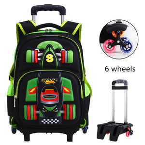 Three Dimensional Car Boys Primary School Trolley  Back to School kids bag