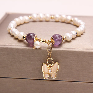 Freshwater Pearl Strawberry Quartz Bracelet Bracelet Female Opal Butterfly Bracelet