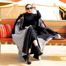 Charger l&#39;image dans la galerie, Black Luxury Cloak with Ebroided fabric by Designer Shereen