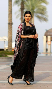 Elegant Black and flowers patterns outfit  by Designer Shereen