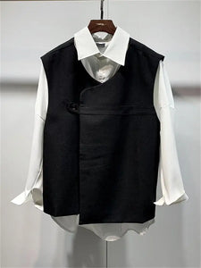 Samo Zaen's unsymmetric loose  solid color vest Harajuku style