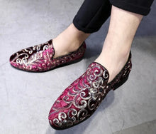 Load image into Gallery viewer, Mens Glitter Shoes  Embroidery Men footwear