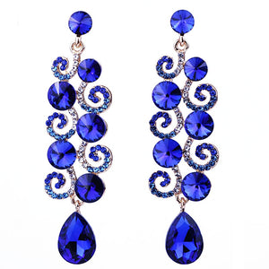 Vine Shape bling Crystal Long Earrings Jewelry Accessory