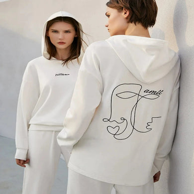 AMII Minimalism Winter Hoodies Pants Sold Separately Women Streetwear Letter Hooded Sweatshirts High Waist Pants Female 12130372
