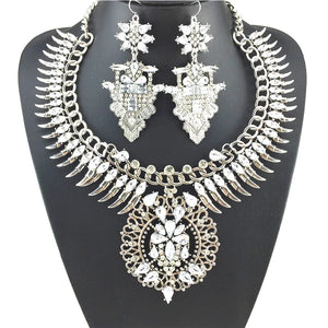 Ztech New Vintage Necklace Set With Earring Crystal Exaggerated Big Brand Luxury Charm Statement Necklace &amp; Pendant Jewelry Set