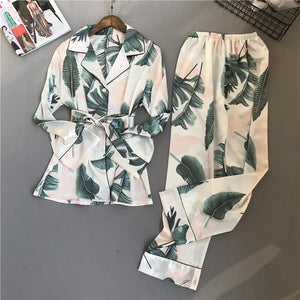 Printing Pattern Women Pajama Set Long Sleeve