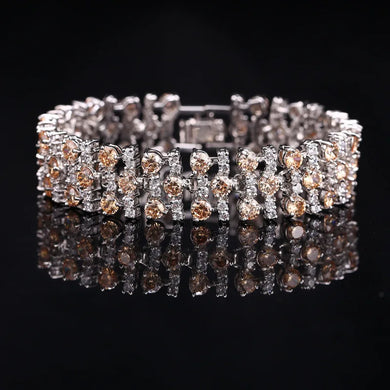 White Gold Color Luxury Crystal Stone Big Bracelets Bangles For Women