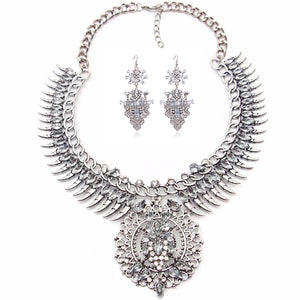 Ztech New Vintage Necklace Set With Earring Crystal Exaggerated Big Brand Luxury Charm Statement Necklace &amp; Pendant Jewelry Set