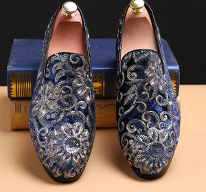 Mens Glitter Shoes  Embroidery Men footwear