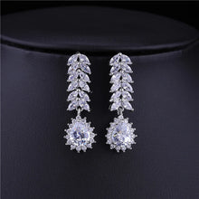 Cargar imagen en el visor de la galería, HUAMI Earings Fashion Jewelry Sets Pendant Necklace for Women Gift Water Drop Earrings Stud Silver Color Zircon Wedding Gift