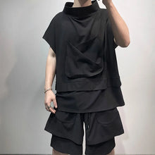 Charger l&#39;image dans la galerie, Samo Zaen&#39;s Short Sleeve T-Shirt Casual Large Pocket Design Loose Stand Collar Sleeveless