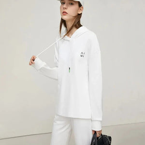 Minimalism Hoodies Pants Sold Separately  Streetwear Letter Hooded Sweatshirts High Waist