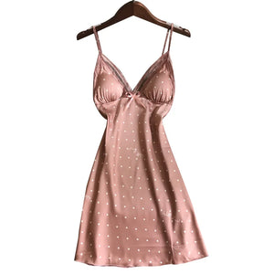 Lace Dot sleepwear Hollow Out Iace Silk Strap Chest Pad