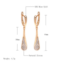 Laden Sie das Bild in den Galerie-Viewer, Kinel Full Sparkling Natural Zircon Long Dangle Earrings Rose Gold