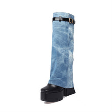 Cargar imagen en el visor de la galería, Winter Thick-soled High-heeled Denim Fashion Women&#39;s High Boots