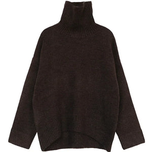 Women's Sweater Loose Turtleneck Sweaters Warm Solid Pullover Knitwear