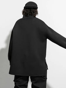 Big Size Pocket Irregular T-shirt New Turtleneck Long Batwing Sleeve
