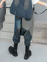 Cargar imagen en el visor de la galería, High Waist Blue Denim  Striped  Long Cross Wide Leg Jeans