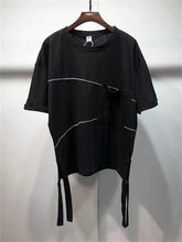 Charger l&#39;image dans la galerie, Samo Zaen&#39;s  Drop Shoulder T-Shirt Summer Large Diablo Personalized Hem Split Ribbon