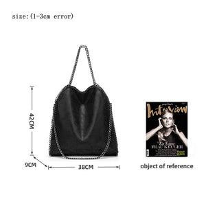 Chain Shoulder Bag Soft Large PU Leather Tote Bag