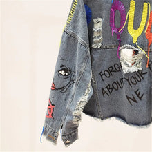Charger l&#39;image dans la galerie, Graffiti Rivet Denim Jacket Big Pocket Outerwear Loose