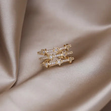 Cargar imagen en el visor de la galería, Europe hot fashion jewelry  gold plated luxury zircon multi-layer pentagram open ring elegant women&#39;s daily work accessories