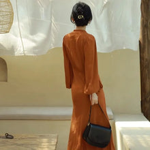 Cargar imagen en el visor de la galería, Orange Drawstring Dress  Light Mature Style