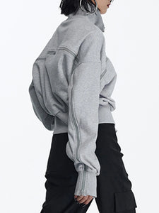 Patchwork Zipper Streetwear Sweatshirts Long Sleeve Pullover
